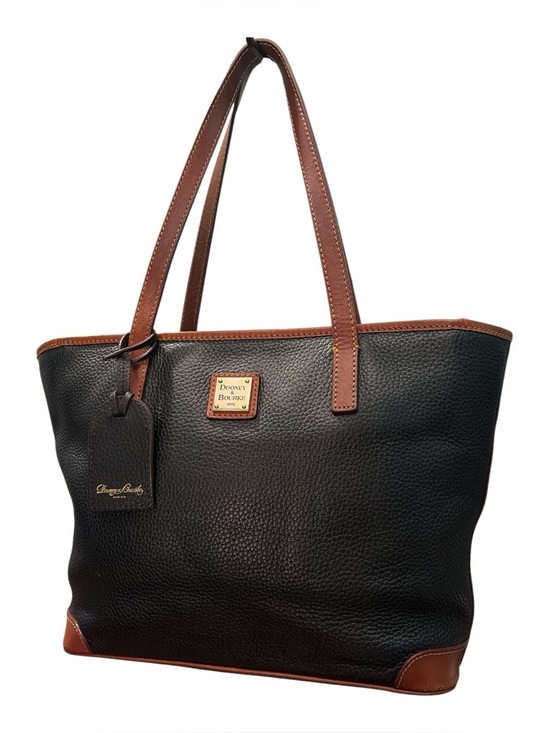 Dooney & Bourke Handbags - Dooney & Bourke Black Pebbled Charleston Leather Tote with Brown Trim